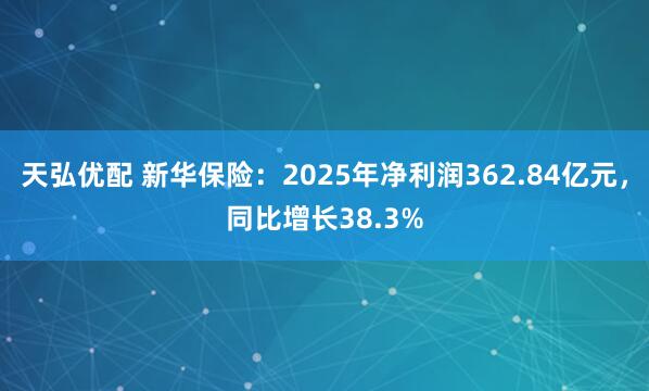 天弘优配 新华保险：2025年净利润362.84亿元，同比增长38.3%